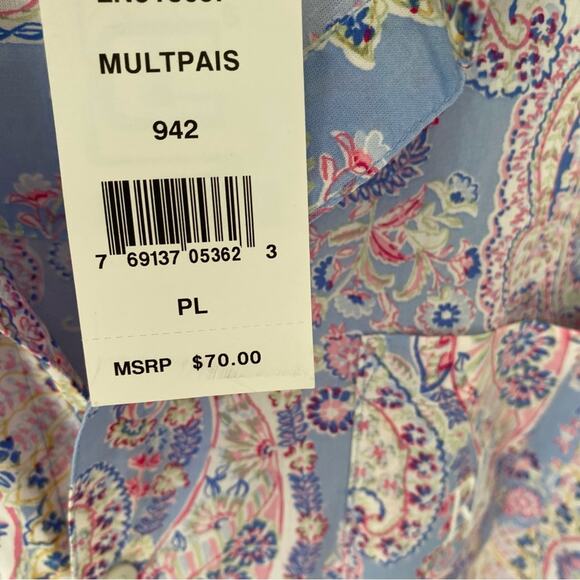 Lauren Ralph Lauren NWTs Blue Pink Capri Cotton Pajama Set Petite Large PL - Picture 8 of 10